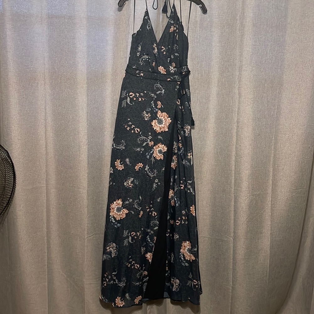 Wrap around halter maxi dress